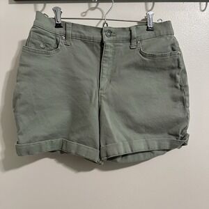 Vtg Denim Short Canvas Feel Mom Fit‎ Gloria Vanderbilt  sage green Size 4